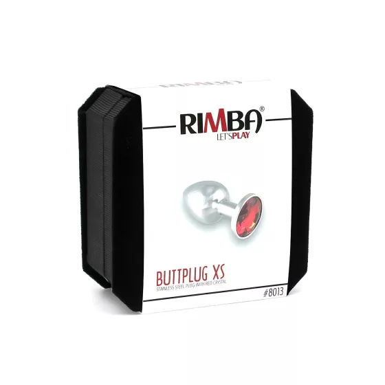 Rimba XS - piros köves, fém butt plug (ezüst)