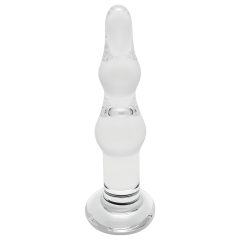 Rimba Dolly - hullámos, anál üveg dildó (átlátszó)