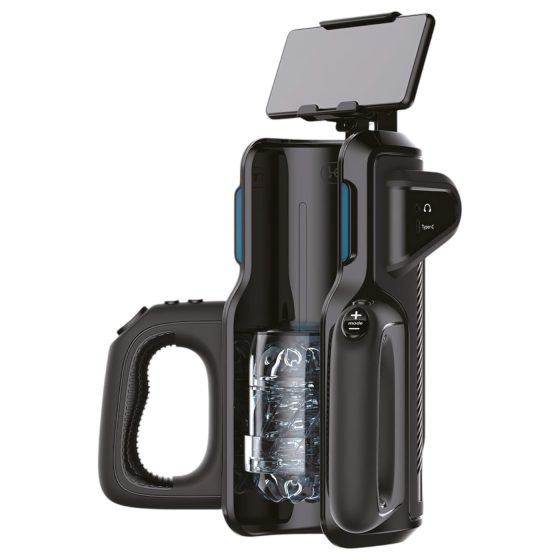 LETEN SM 500 - fel-le mozgó maszturbátor telefon tartóval (fekete)