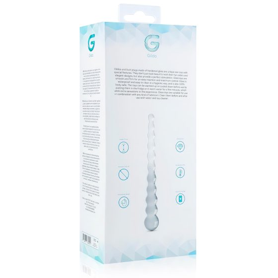 Gildo Glass No. 20 - gyöngyös üveg dildó (átlátszó)