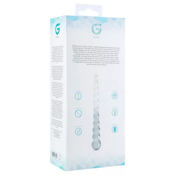 Gildo Glass No. 20 - gyöngyös üveg dildó (átlátszó)