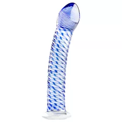 Gildo Glass No. 5 - spirál üveg dildó (átlátszó-kék)