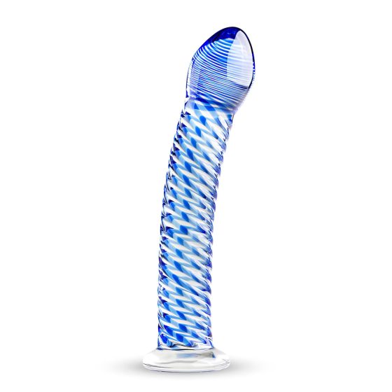 Gildo Glass No. 5 - spirál üveg dildó (átlátszó-kék)