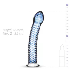 Gildo Glass No. 5 - spirál üveg dildó (átlátszó-kék)