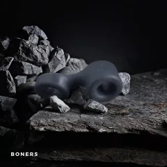   Boners Get Rock Hard - péniszgyűrű és herenyújtó gyűrű (szürke)