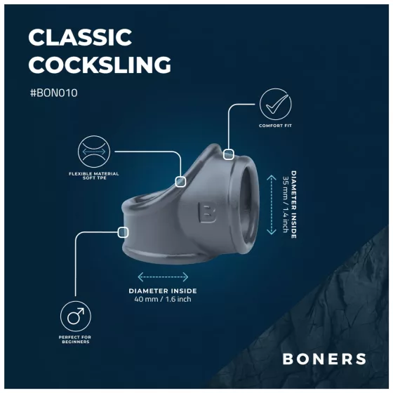 Boners Cocksling - péniszgyűrű és herenyújtó-gyűrű (szürke)