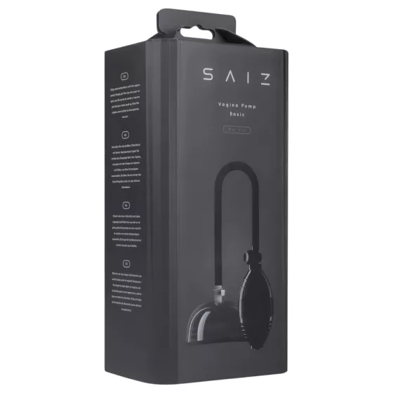 Saiz Basic - kézi punci pumpa nőknek (átlátszó-fekete)