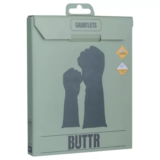 BUTTR Gauntlets - latex fisting, ökölszex kesztyű (fekete)