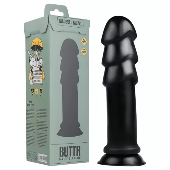 BUTTR Madbull Muzzl - tapadókorongos anál dildó (fekete)