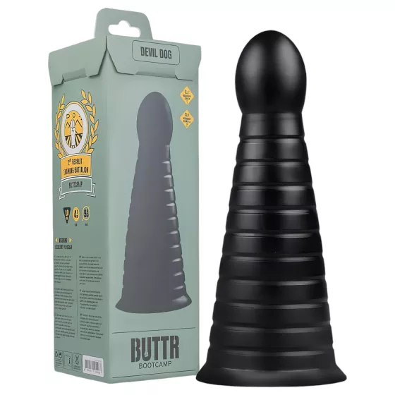 BUTTR Devil Dog - tapadókorongos dildó (fekete)