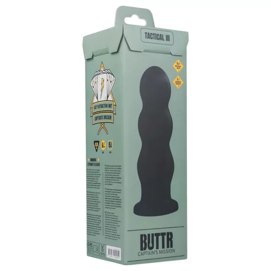 BUTTR Tactical III - tapadókorongos dildó (fekete)
