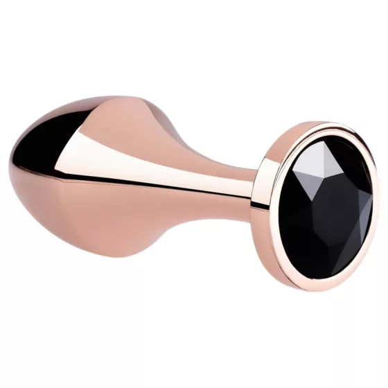 Rosy Gold Butt Plug - fekete köves anál plug (rosegold)