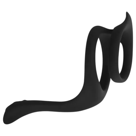 EasyToys Pleasure Ring - rugalmas péniszgyűrű és heregyűrű (fekete)