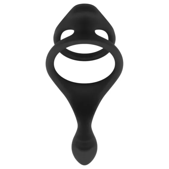 EasyToys Pleasure Ring - rugalmas péniszgyűrű és heregyűrű (fekete)