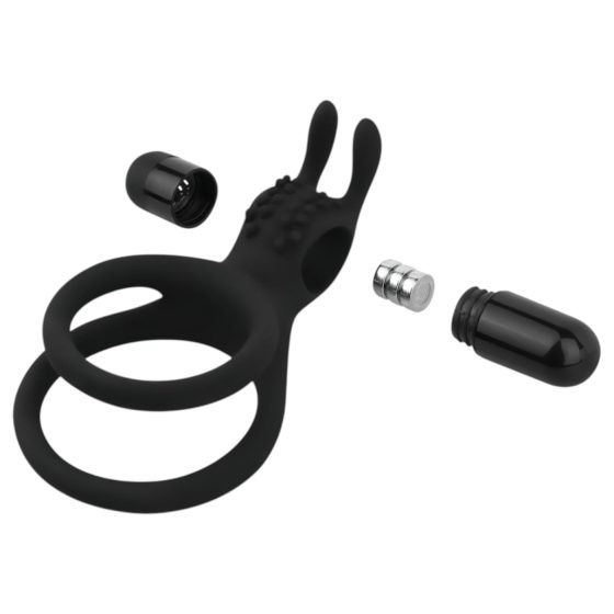 Easytoys Share Ring - vibrációs pénisz- és heregyűrű (fekete)
