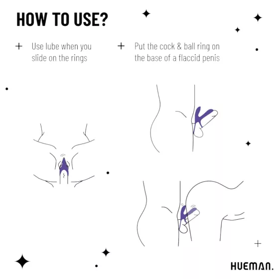 Hueman Infinity Ignite - vibrációs pénisz- és heregyűrű (lila)