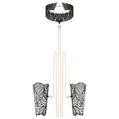 Rosy Gold - nyakörv és csukló bilincs (fekete)