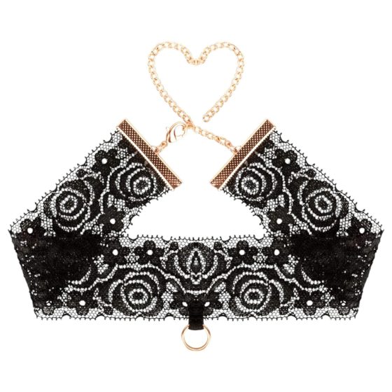 Rosy Gold - nyakörv és csukló bilincs (fekete)