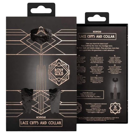 Rosy Gold - nyakörv és csukló bilincs (fekete)