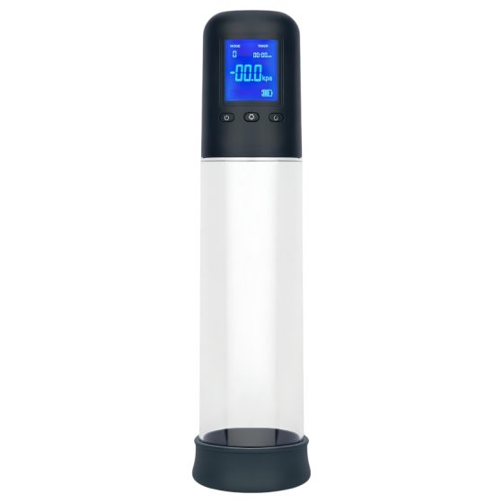 Boners - automatikus LCD péniszpumpa (átlátszó-fekete)