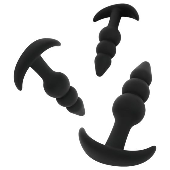 EasyToys - gömbös anál plug szett - 3 részes (fekete)