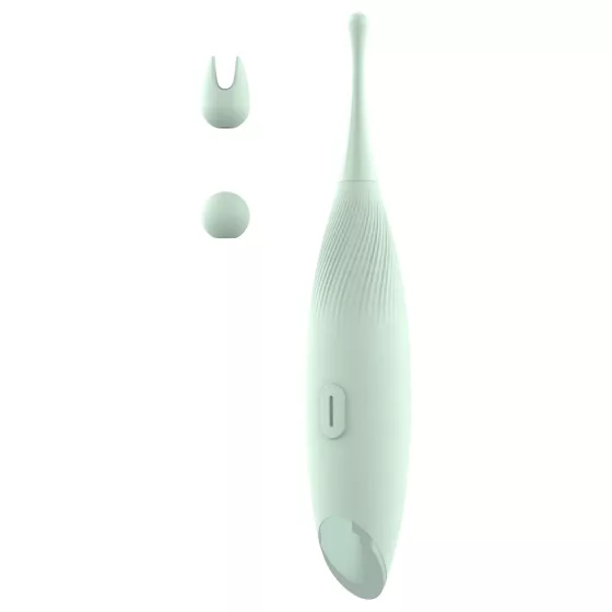 Glam - pontszerű csiklóizgató vibrátor cserélhető fejjel (zöld)