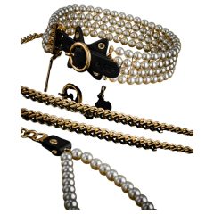 Allure - gyöngyös nyakörv pórázzal (fekete)