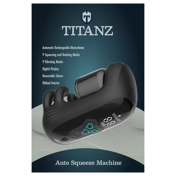 Titanz Auto Squeeze - automata szorító maszturbátor férfiaknak (fekete)
