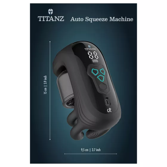 Titanz Auto Squeeze - automata szorító maszturbátor férfiaknak (fekete)
