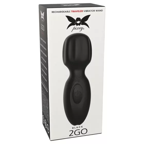 Pixey 2GO - akkus mini masszírozó wand vibrátor (fekete)
