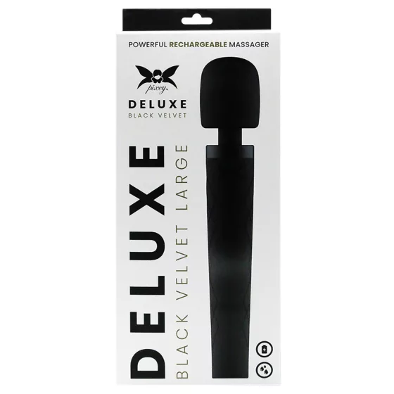 Pixey Deluxe Black Velvet - wand vibrátor L (fekete)