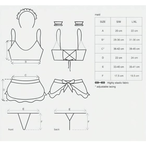 Obsessive Maid - szobalány jelmez szett (5 részes)