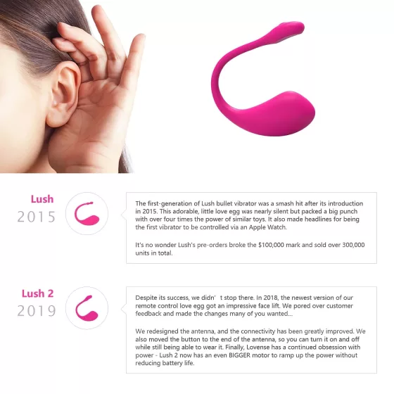 Lovense Lush 2 - hordható app-vezérelt vibrotojás (pink)