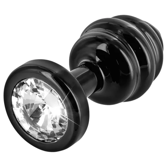 / DIOGOL Anni - fekete bordázott butt plug, anál plug (3 cm)