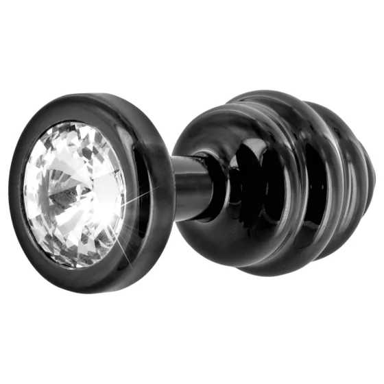 / DIOGOL Anni - fekete bordázott butt plug, anál plug (3 cm)