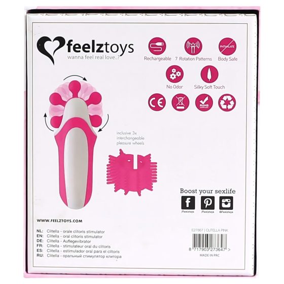 / FEELZTOYS Clitella - akkus, forgó, orál vibrátor (pink)