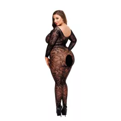   Baci Plus Size - hosszúujjú mintás cicaruha, fekete (XL-XXL)