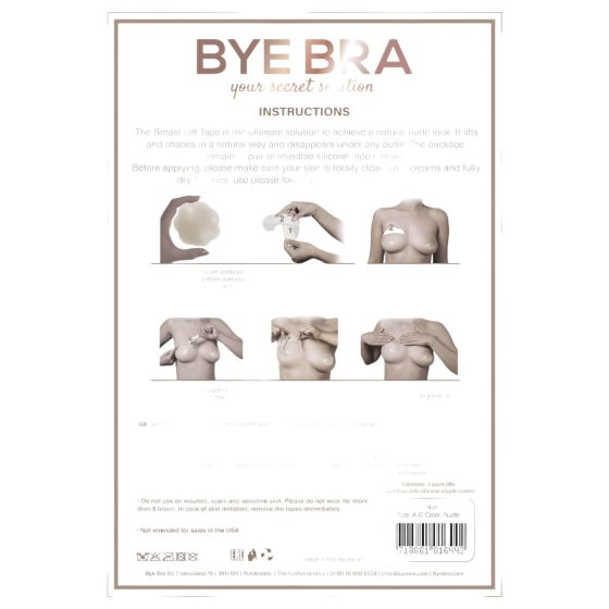/ Bye Bra A-C - láthatatlan mellemelő tapasz - nude (4 pár)