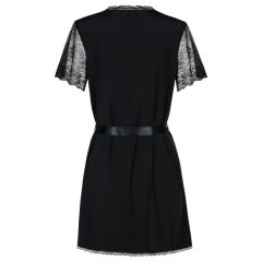   / Obsessive Miamor Robe - csipkés ujjú köntös és tanga (fekete)