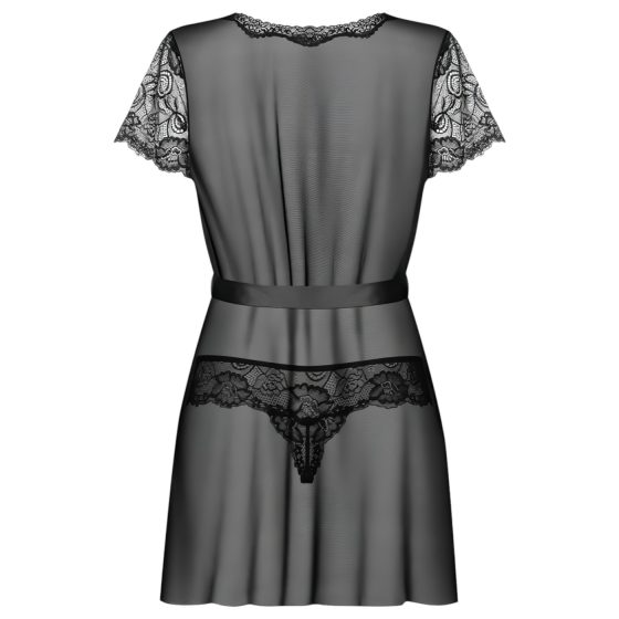 Obsessive Alluria - csipkés köntös és tanga (fekete)