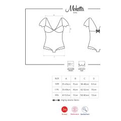 / Obsessive Moketta - csipke fodros, csíkos body (fekete)