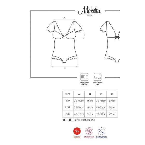 / Obsessive Moketta - csipke fodros, csíkos body (fekete)