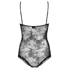   / Obsessive Slevika - elöl fűzős, nyitott csipke body (fekete)