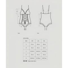   / Obsessive Slevika - elöl fűzős, nyitott csipke body (fekete)