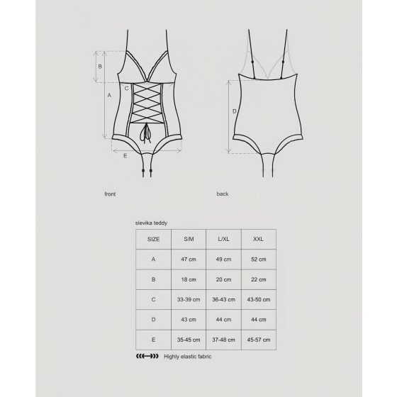 / Obsessive Slevika - elöl fűzős, nyitott csipke body (fekete)