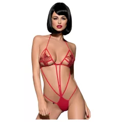 Obsessive Luiza - tulipános, pántos, piros body (S/M)