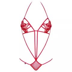 Obsessive Luiza - tulipános, pántos, piros body (S/M)