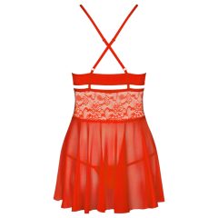   Obsessive 838-BAB-3 - pikáns csipkés babydoll és tanga (piros)