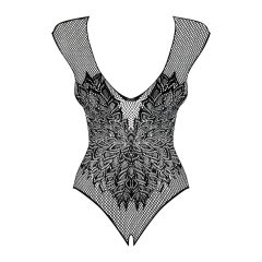   Obsessive B112 - angyal szárnyas, necc nyitott body (fekete)