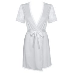  / Obsessive Miamor Robe - csipkés ujjú köntös tangával (fehér)